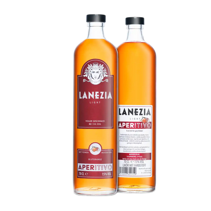 Lanezia Aperitivo - Einzelflasche - Flaschenvorderseite und Rueckseite