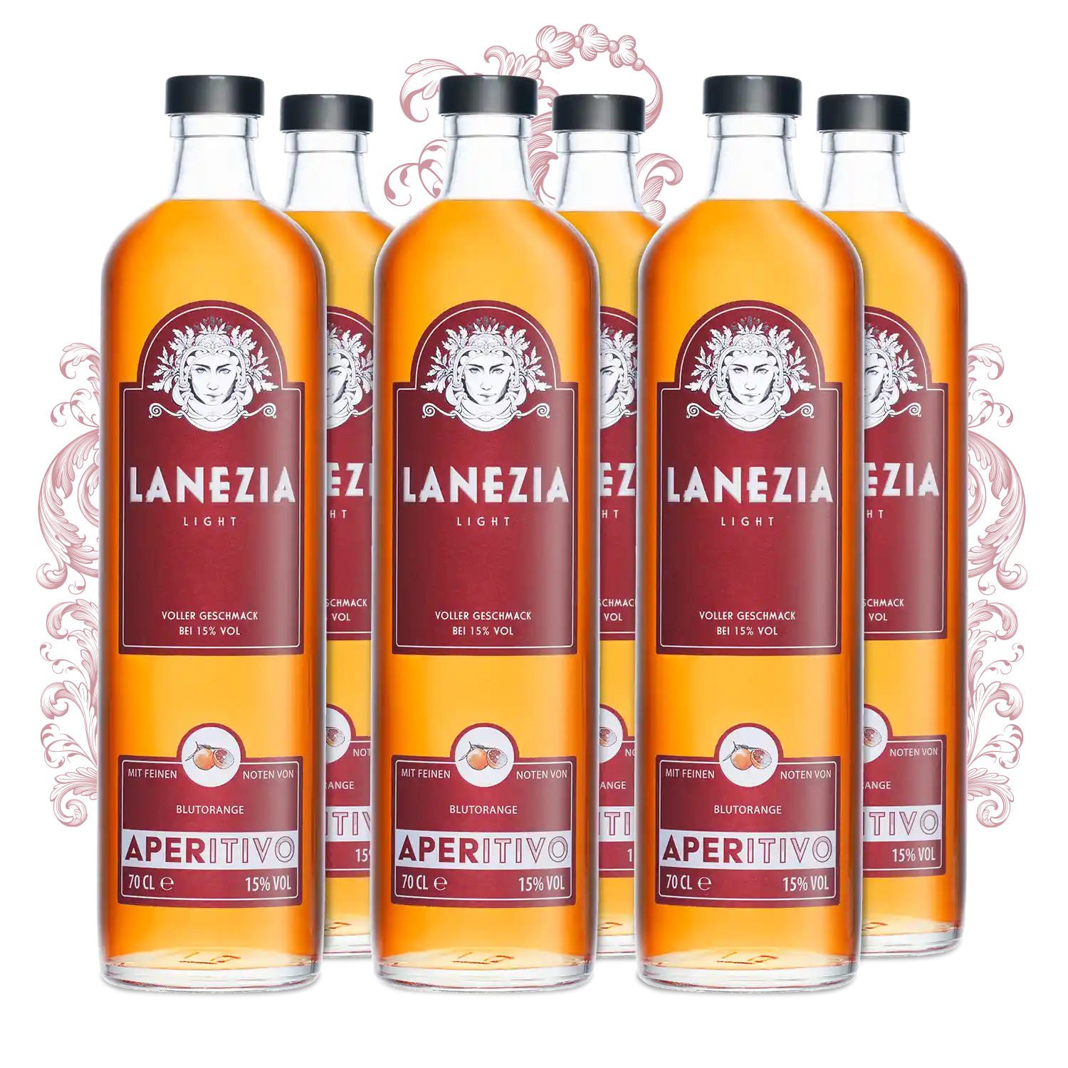 Lanezia Aperitivo - 6er Vorteilspaket - Flaschenvorderseiten - Produktpraesentation
