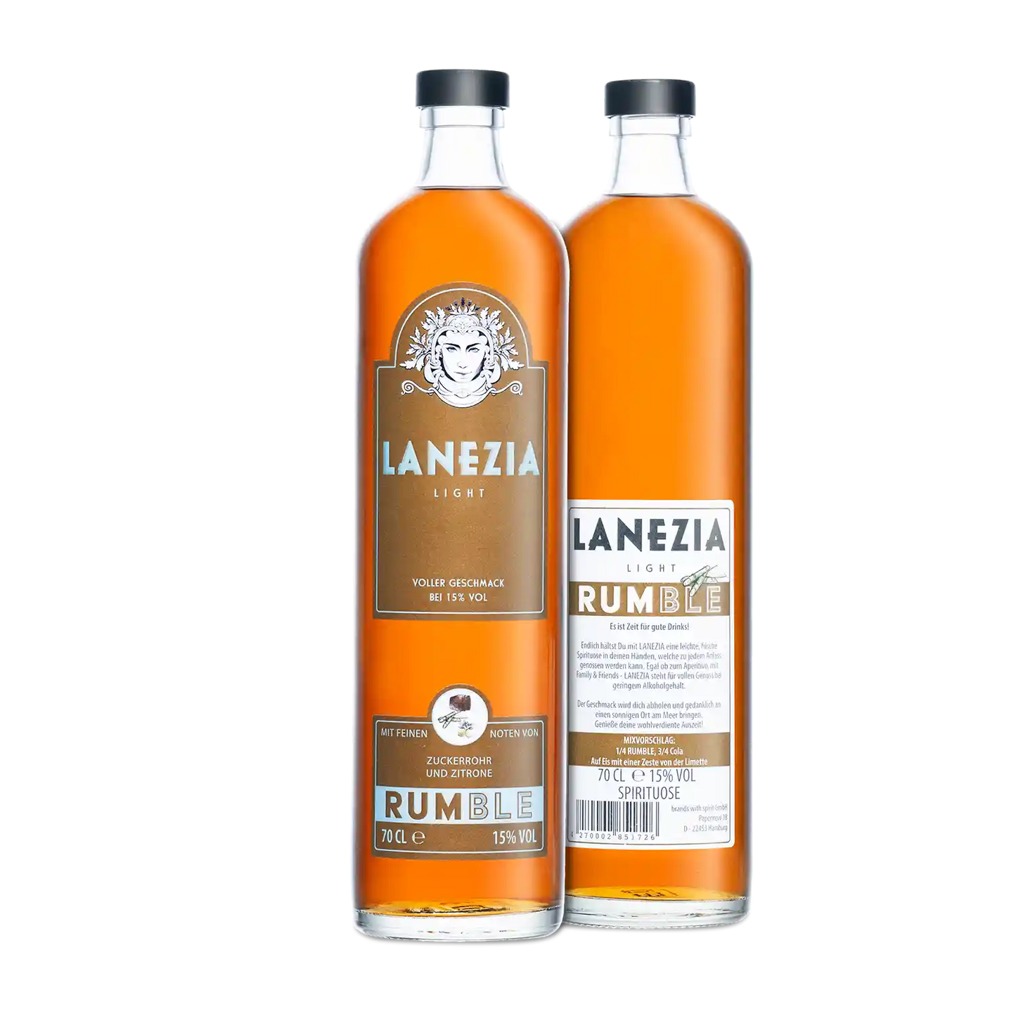 Lanezia Rumble - Einzelflasche - Flaschenvorderseite und Rueckseite